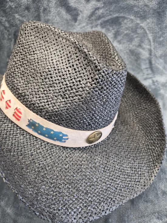 WESTERN COWBOY Charcoal Color Resemblance American Flag With Button Brass Tone - Picture 13 of 14